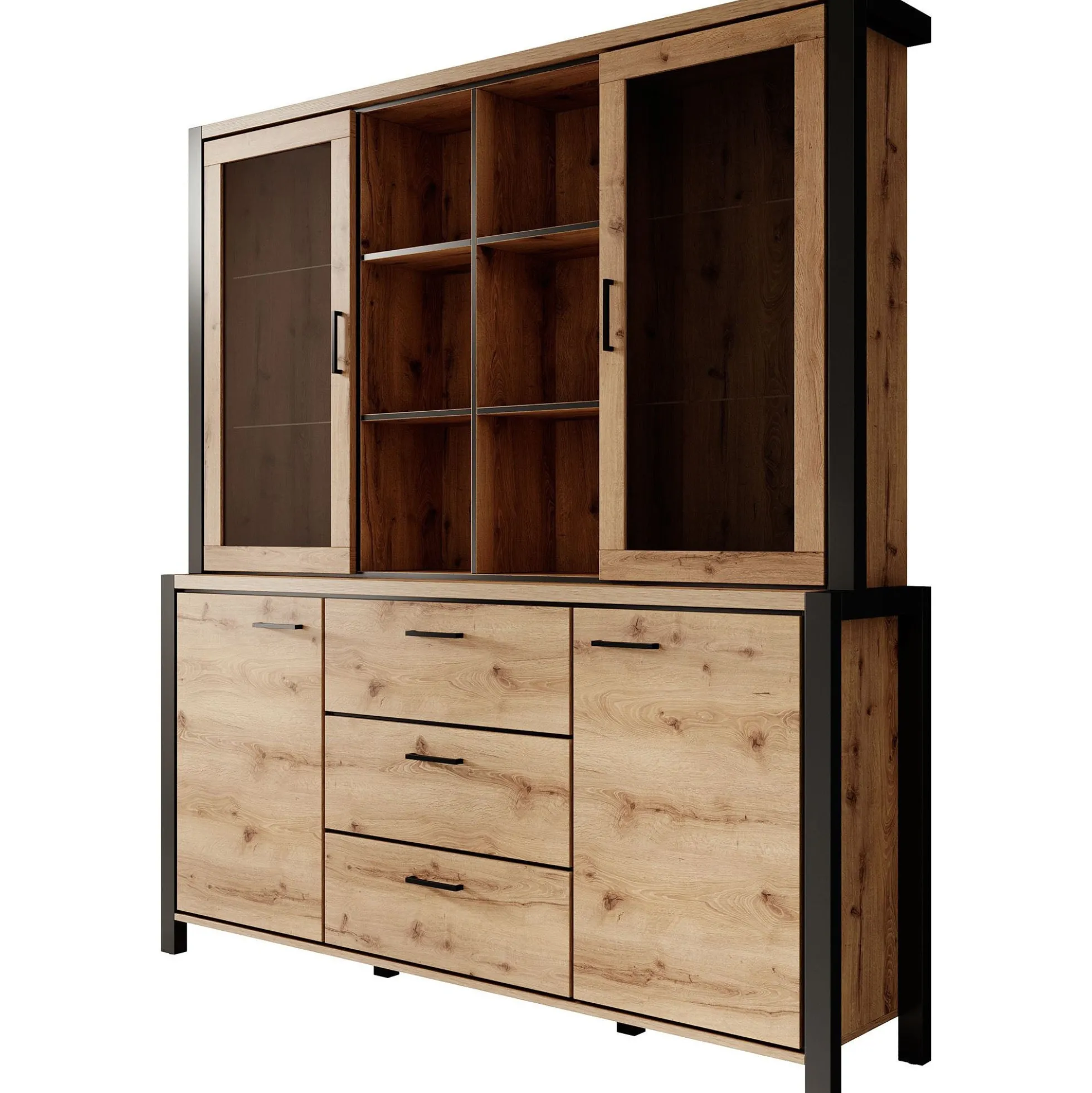 Acapulco - Buffetkast - Eiken/zwart - 180x41x200 cm