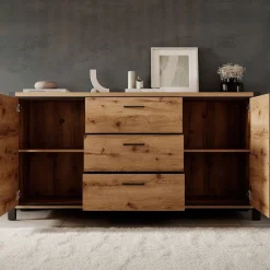 Acapulco - Dressoir - Eiken/zwart - 180x41x91 cm