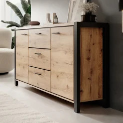 Acapulco - Dressoir - Eiken/zwart - 180x41x91 cm