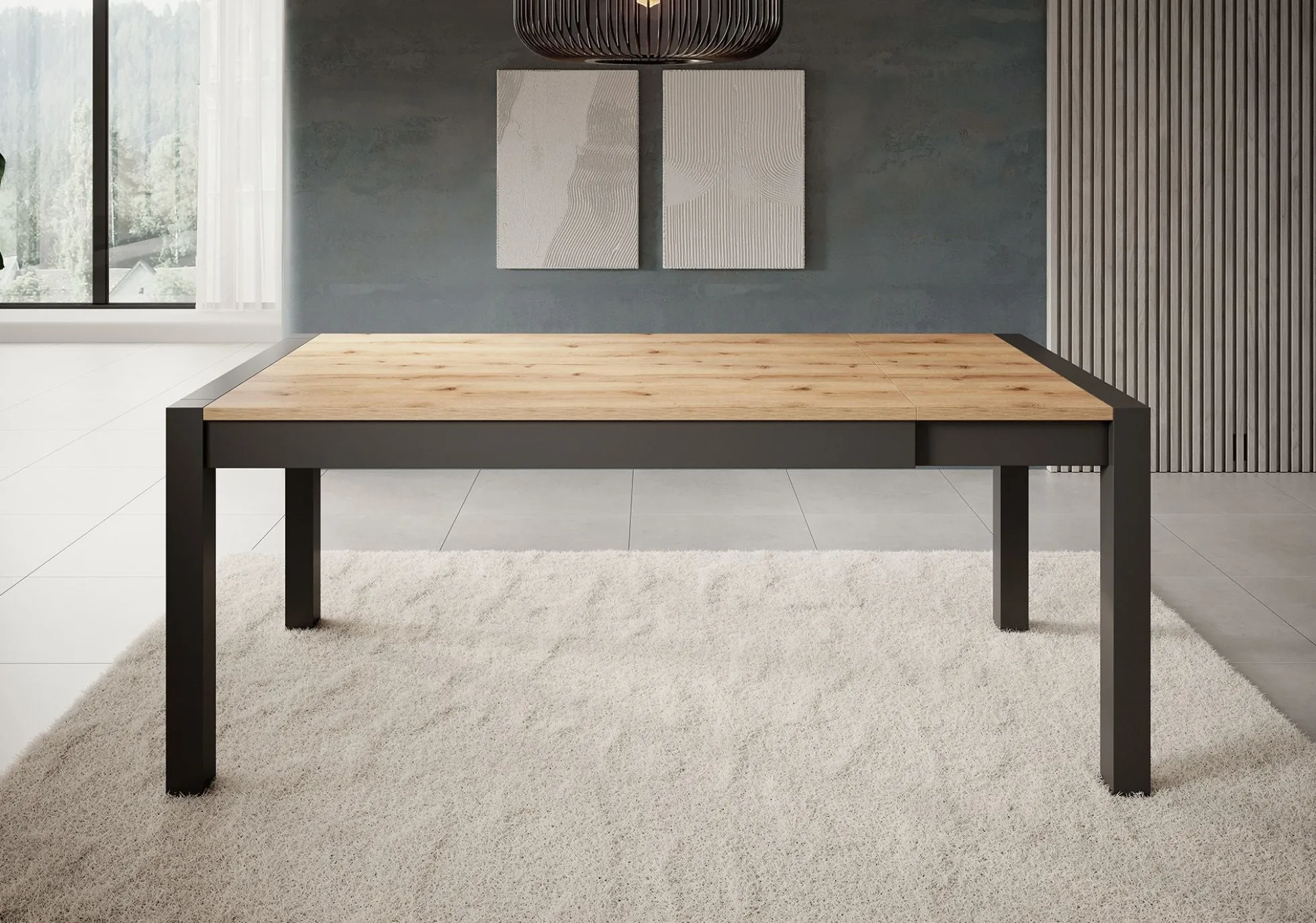 Acapulco - Eetkamertafel - Eiken/zwart - 160x90x79 cm