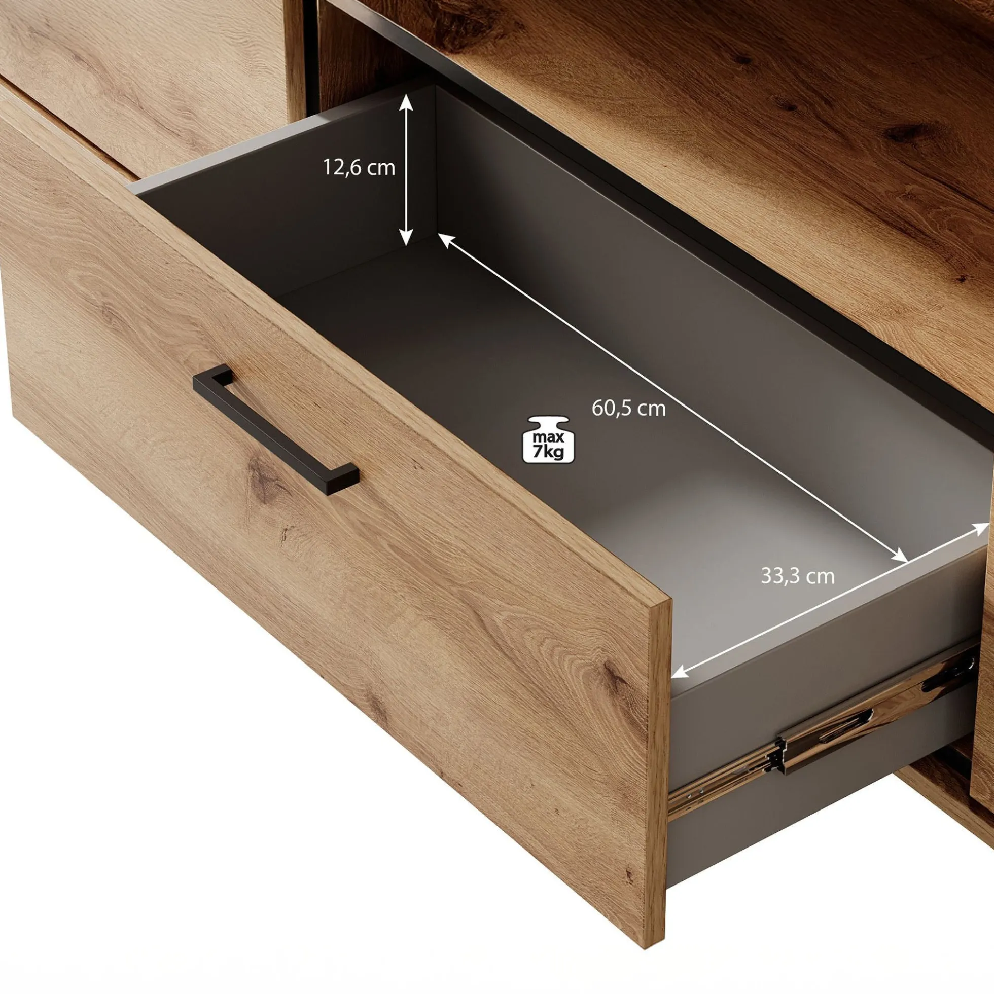 Acapulco - TV-Meubel - Eiken/zwart - 180 cm