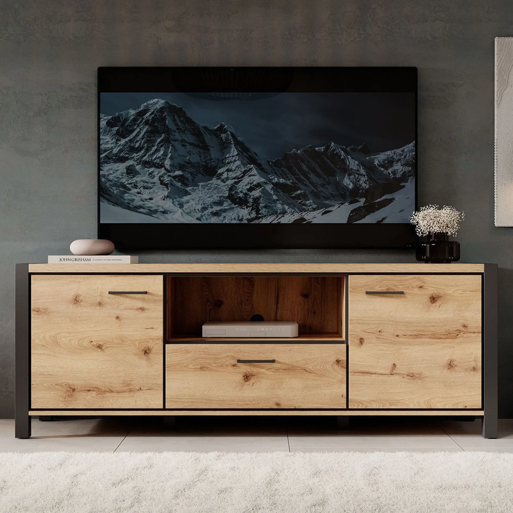 Acapulco - TV-Meubel - Eiken/zwart - 180 cm