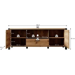 Acapulco - TV-Meubel - Eiken/zwart - 180 cm