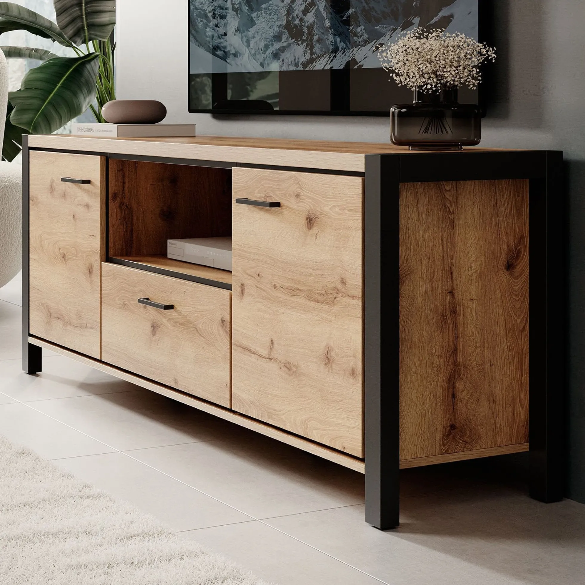 Acapulco - TV-Meubel - Eiken/zwart - 180 cm