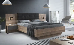 Acasia - Tweepersoonsbed - Grijs/Eiken - 160x200 cm