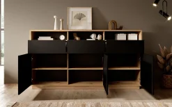 Acuna - Dressoir - Zwart/eiken - 180x40x96 cm