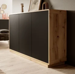 Acuna - Dressoir - Zwart/eiken - 160x40x75 cm
