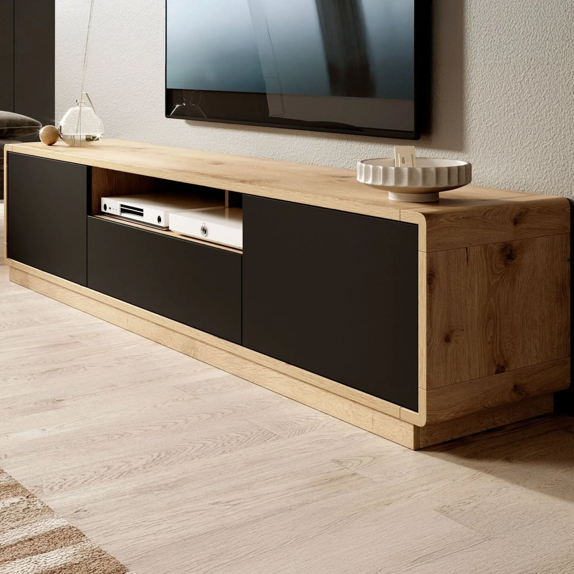 Acuna - TV-Meubel - Zwart/eiken - 200 cm