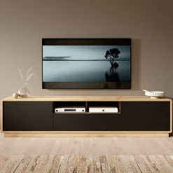 Acuna - TV-Meubel - Zwart/eiken - 200 cm