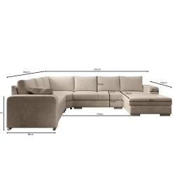 Adel - Hoekbank 5-zits met chaise longue - Velvet zwart - Rechts