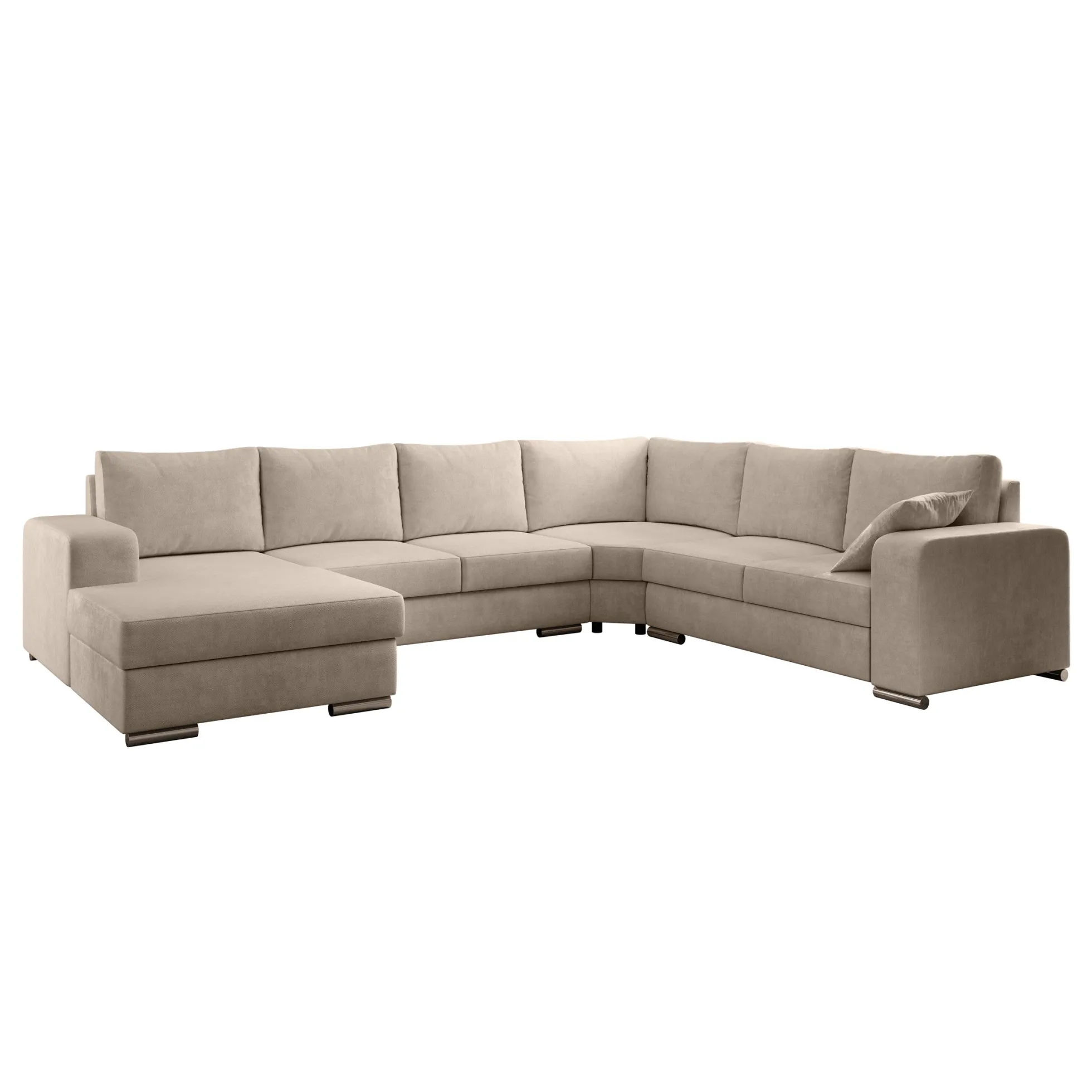 Adel - Hoekbank 5-zits met chaise longue - Velvet beige - Links
