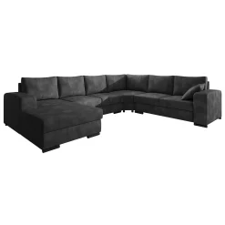 Adel - Hoekbank 5-zits met chaise longue - Kunstleer antraciet - Links