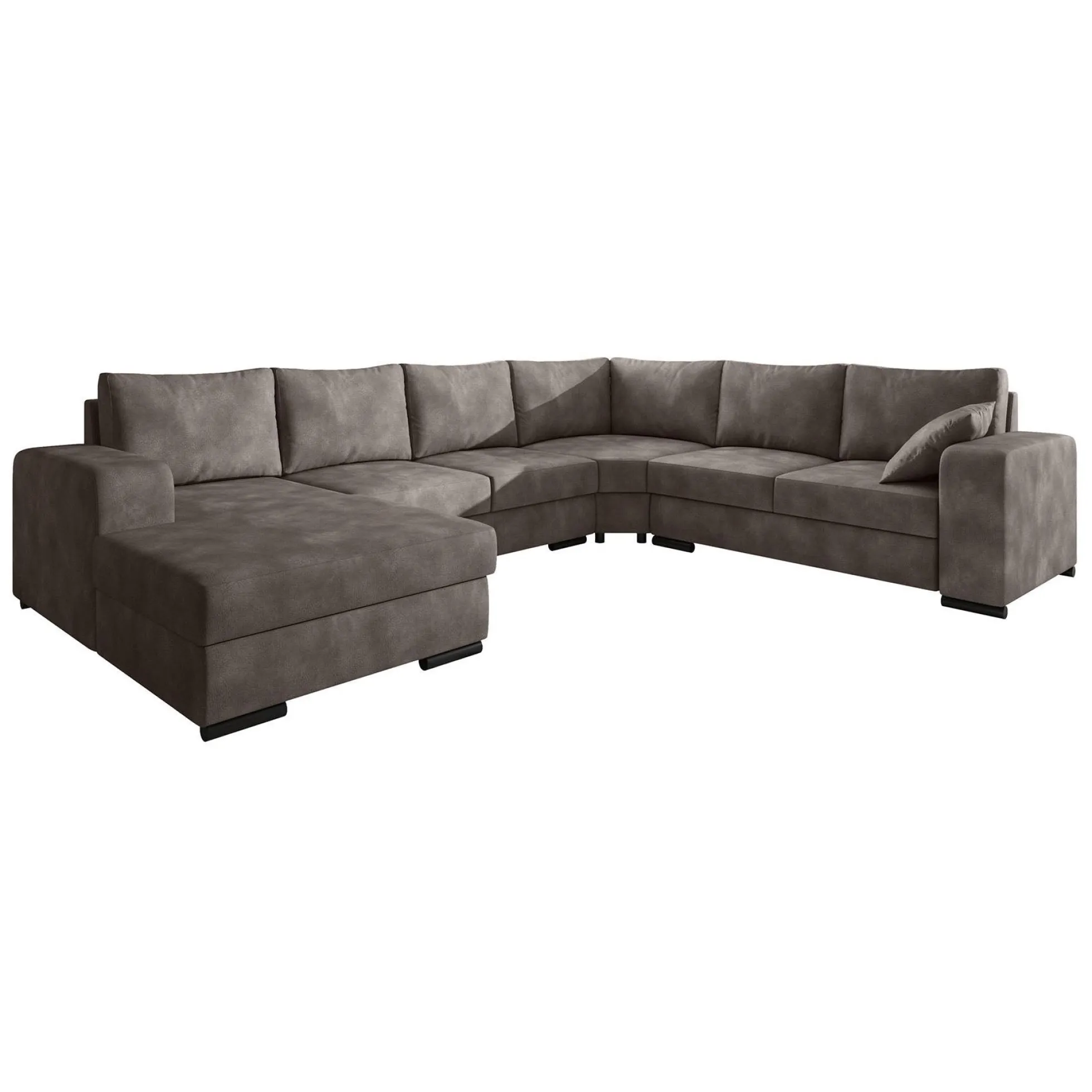 Adel - Hoekbank 5-zits met chaise longue - Kunstleer bruin - Links