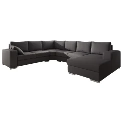Adel - Hoekbank 5-zits met chaise longue - Stof donkergrijs - Rechts