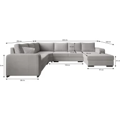 Adel - Hoekbank 5-zits met chaise longue - Ribstof beige - Rechts