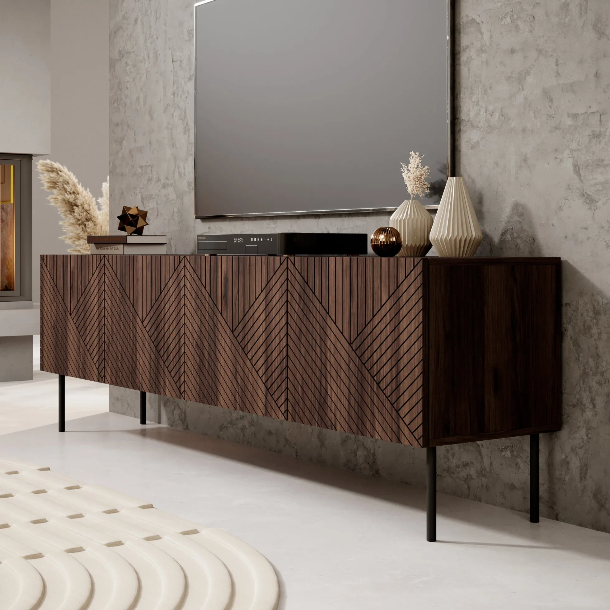 Adelaide - TV-Meubel met 4 deuren - Eiken - 190x40x58 cm