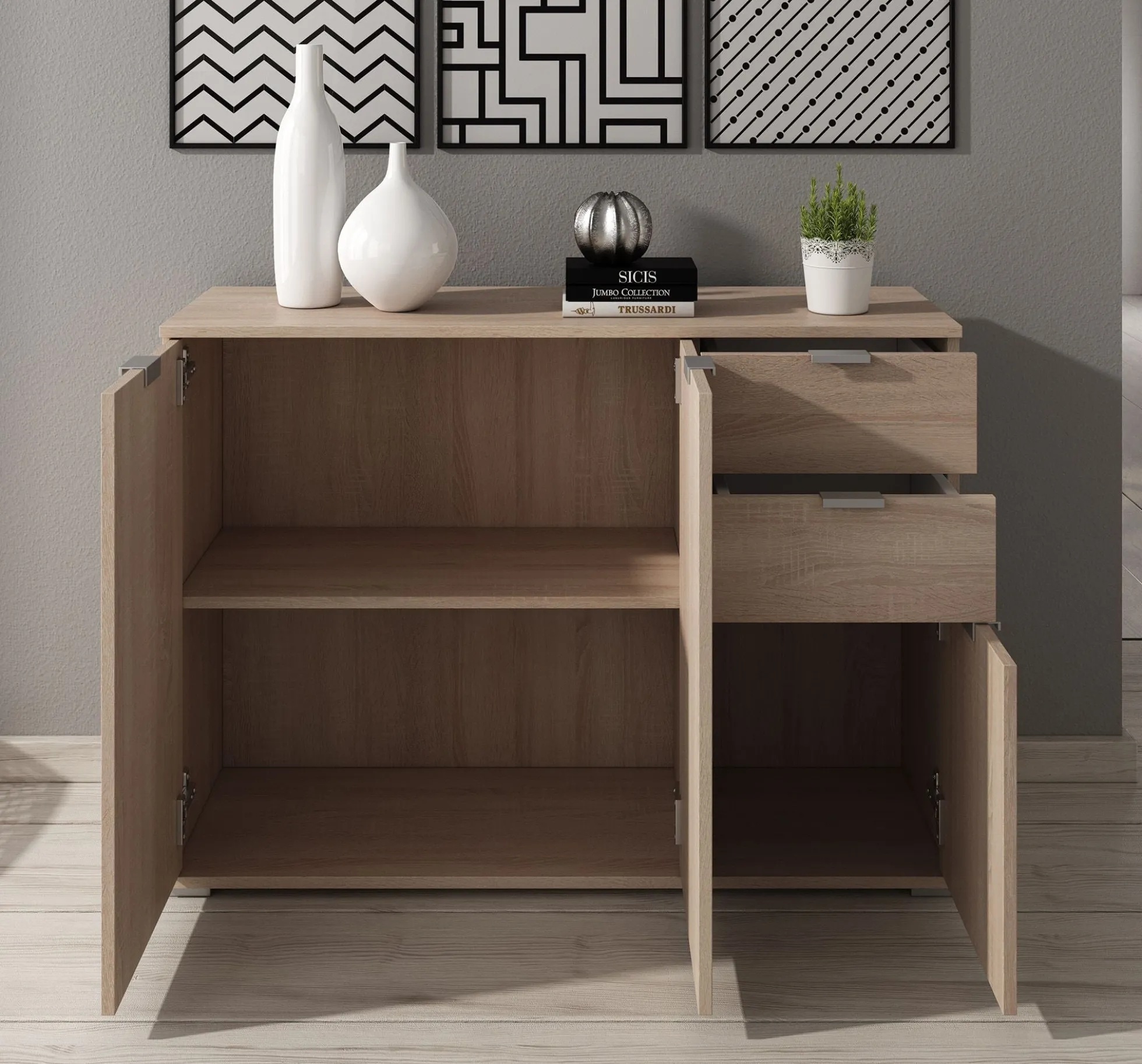 Adita 3 - Dressoir - Licht eiken - 107x35x75 cm