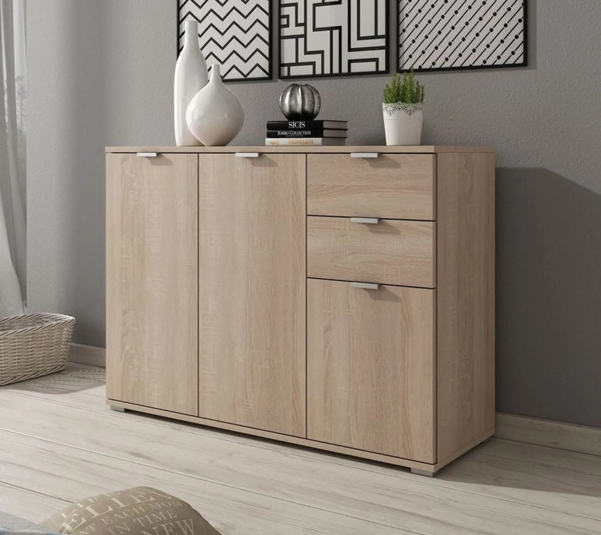 Adita 3 - Dressoir - Licht eiken - 107x35x75 cm