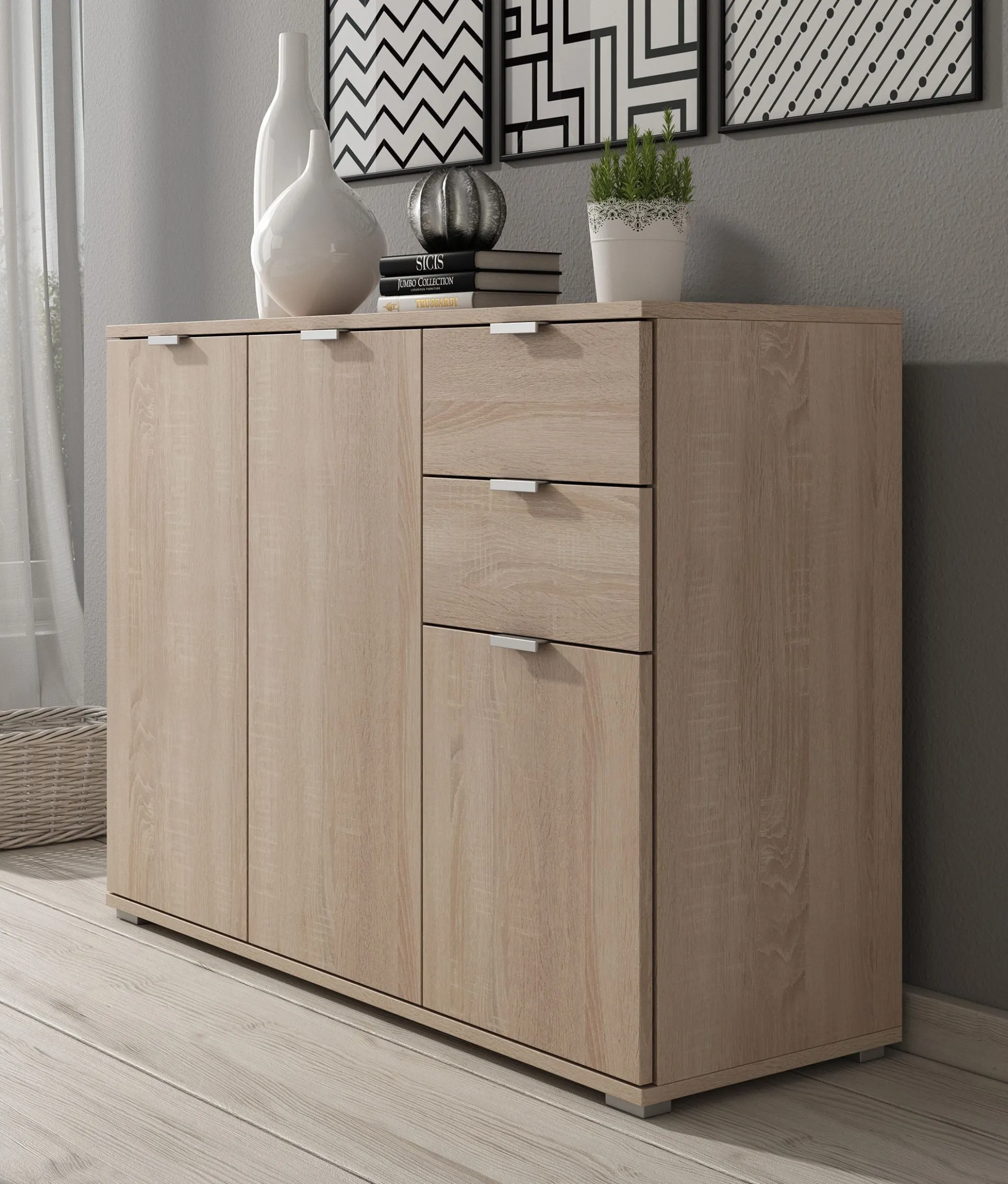 Adita 3 - Dressoir - Licht eiken - 107x35x75 cm