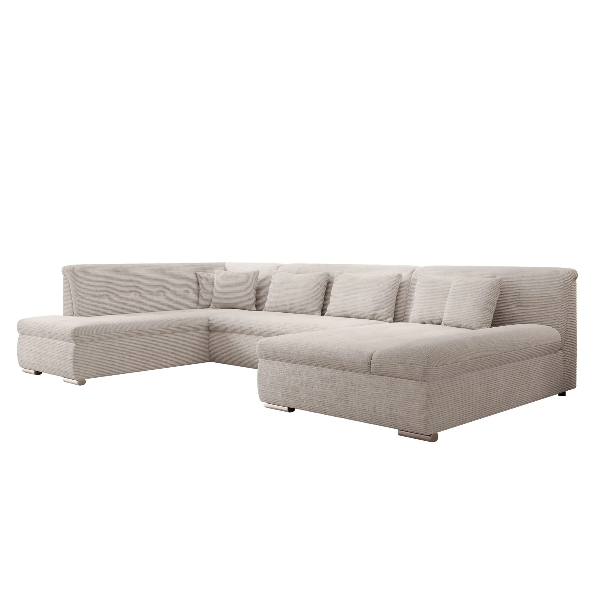 Alberta XL - Hoekbank 5-zits met slaapfunctie - Ribstof beige - Rechts
