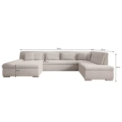 Alberta XL - Hoekbank 5-zits met slaapfunctie - Ribstof beige - Rechts