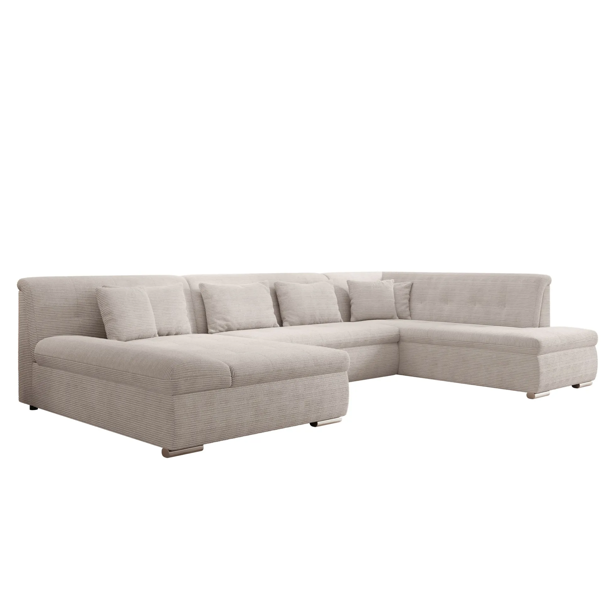 Alberta XL - Hoekbank 5-zits met slaapfunctie - Ribstof beige - Links