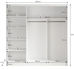 Alcamo 3 - Kledingkast met schuifdeuren - Wit - 205x63x205 cm