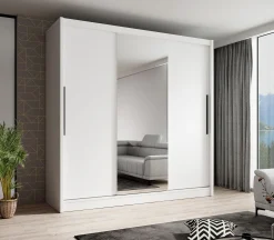 Alcamo - Kledingkast met schuifdeuren - Wit - 205x63x205 cm