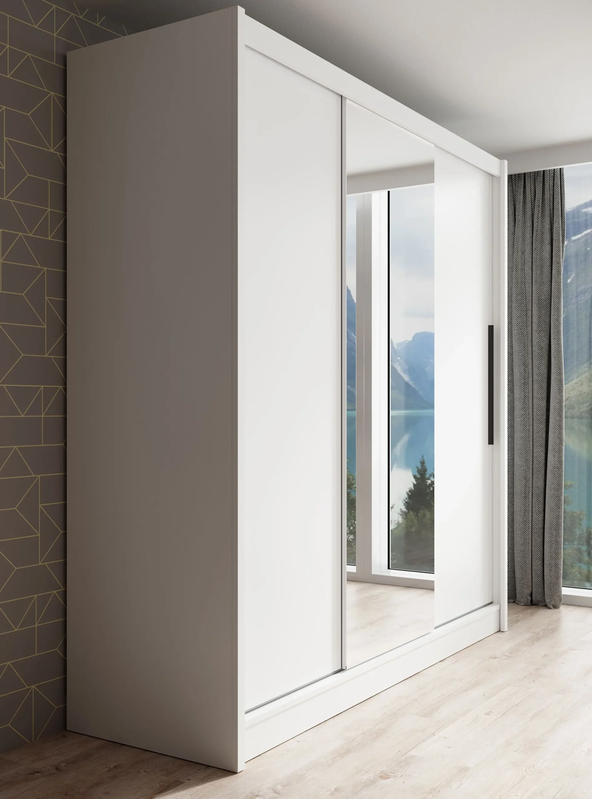Alcamo - Kledingkast met schuifdeuren - Wit - 205x63x205 cm