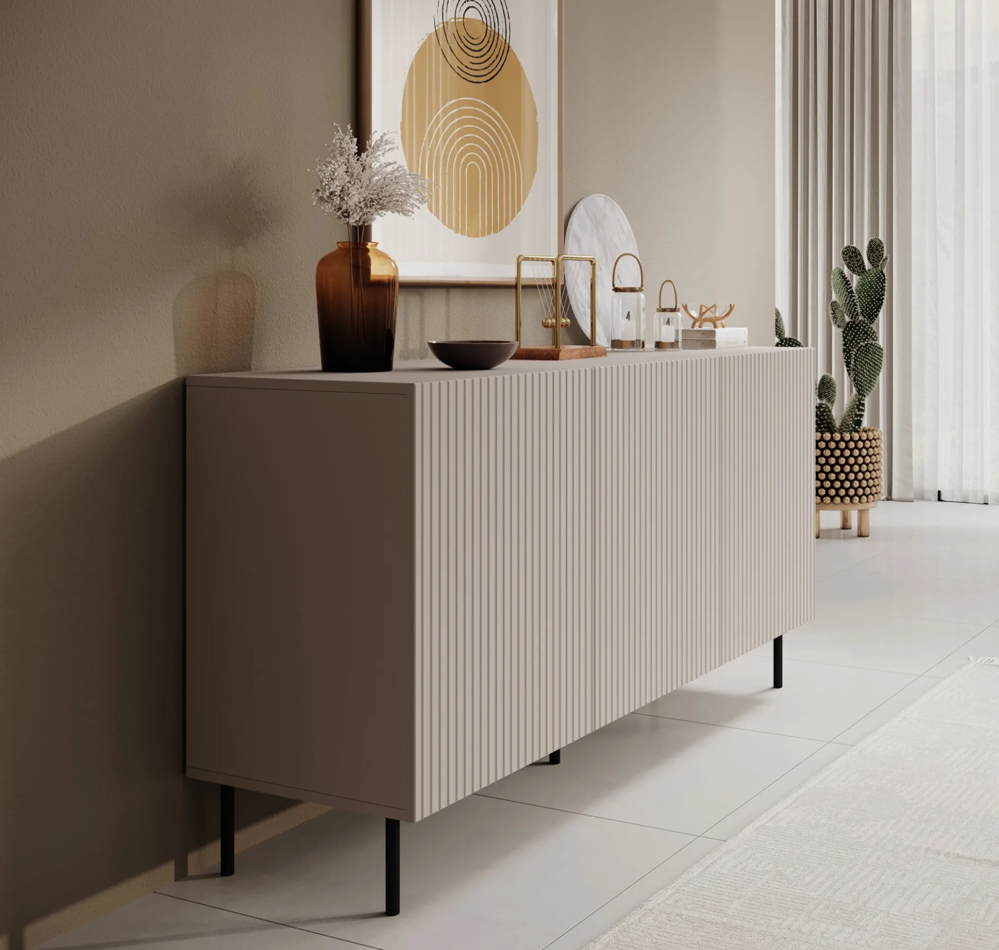 Alex - Dressoir - Beige - 156x42x76 cm