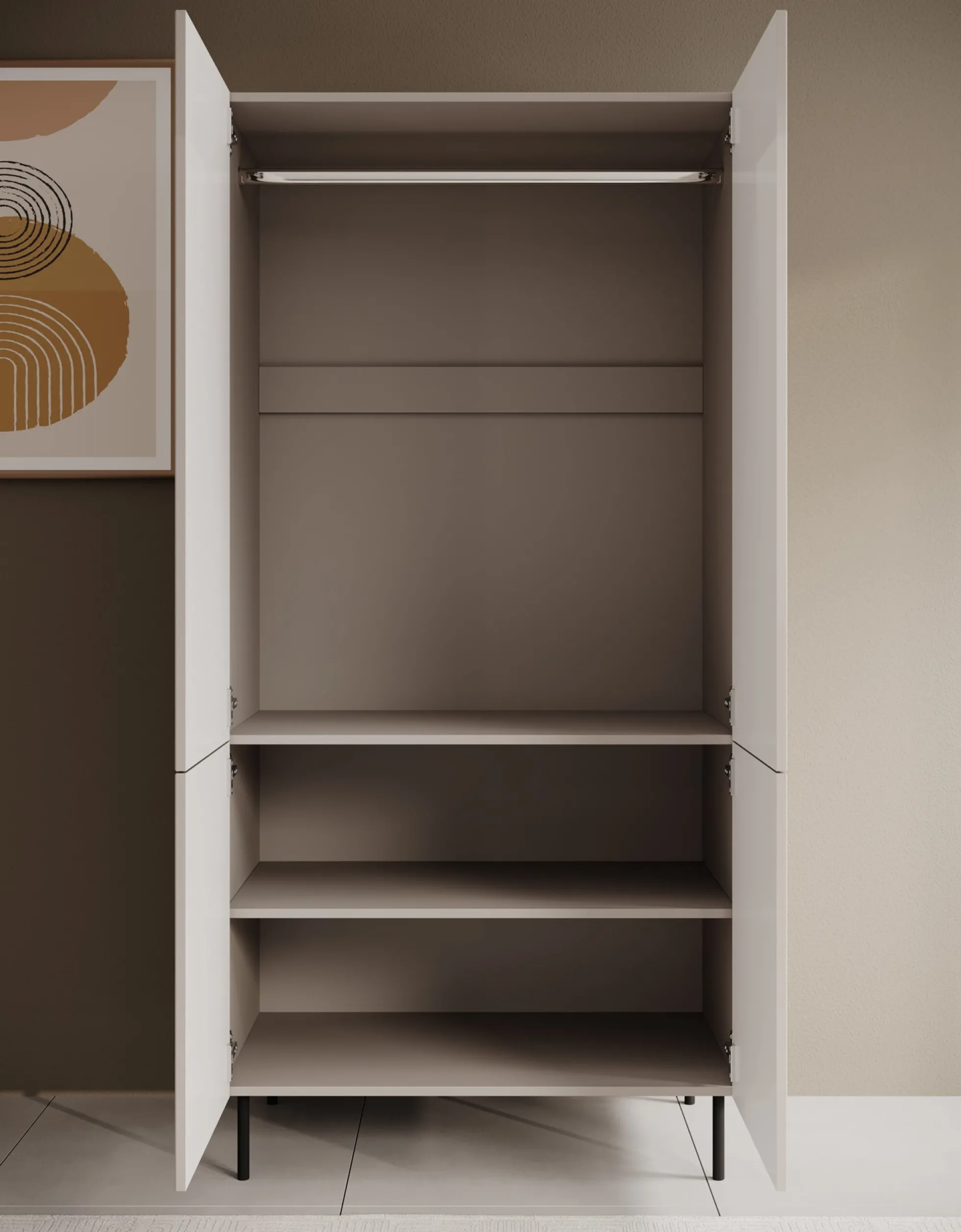 Alex - Kledingkast 4-deurs - Beige - 90x52x185 cm