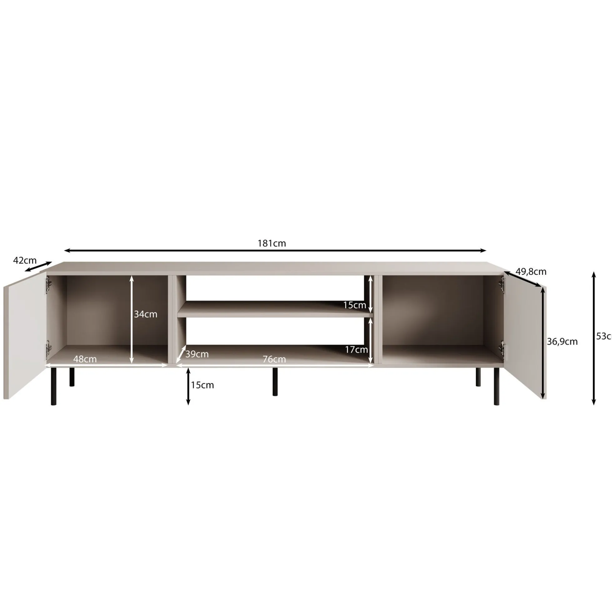 Alex - TV-Meubel met 2 deuren - Beige - 181 cm