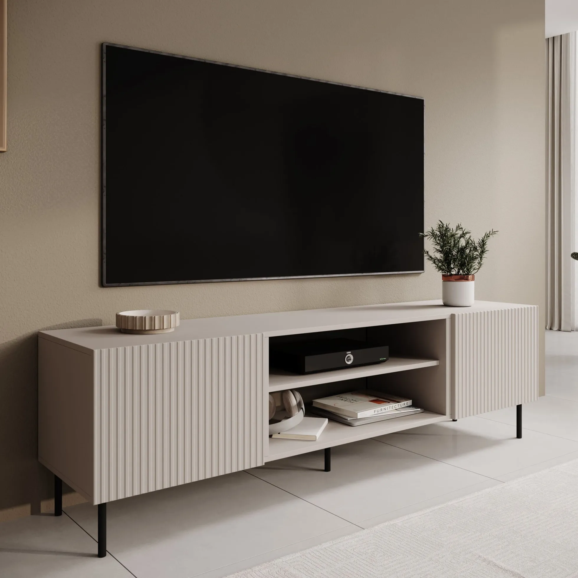 Alex - TV-Meubel met 2 deuren - Beige - 181 cm