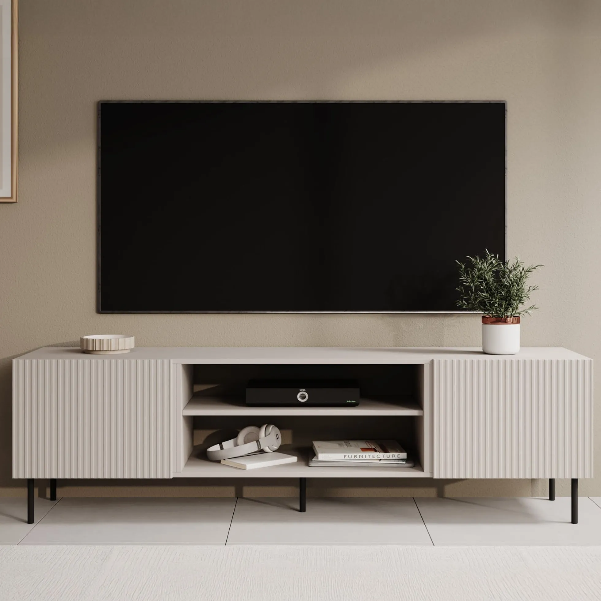 Alex - TV-Meubel met 2 deuren - Beige - 181 cm