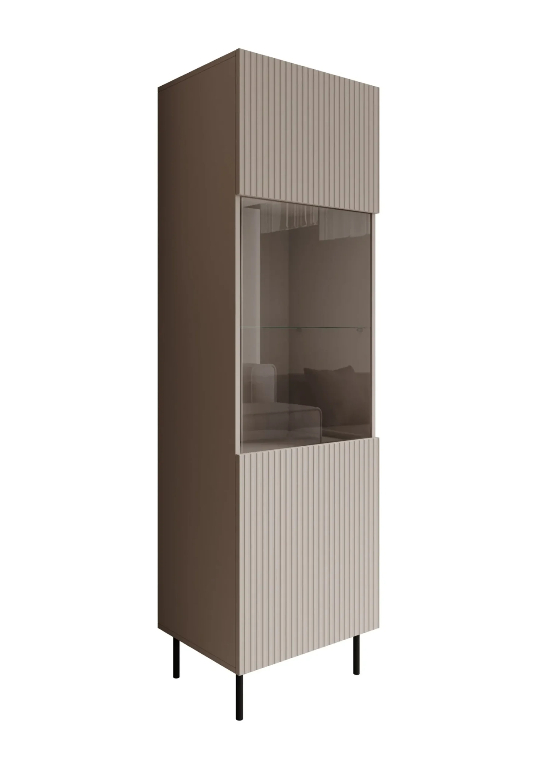 Alex - Vitrinekast - Beige - 55x42x185 cm