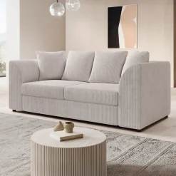 Alfort - 3-zitsbank - Ribstof beige