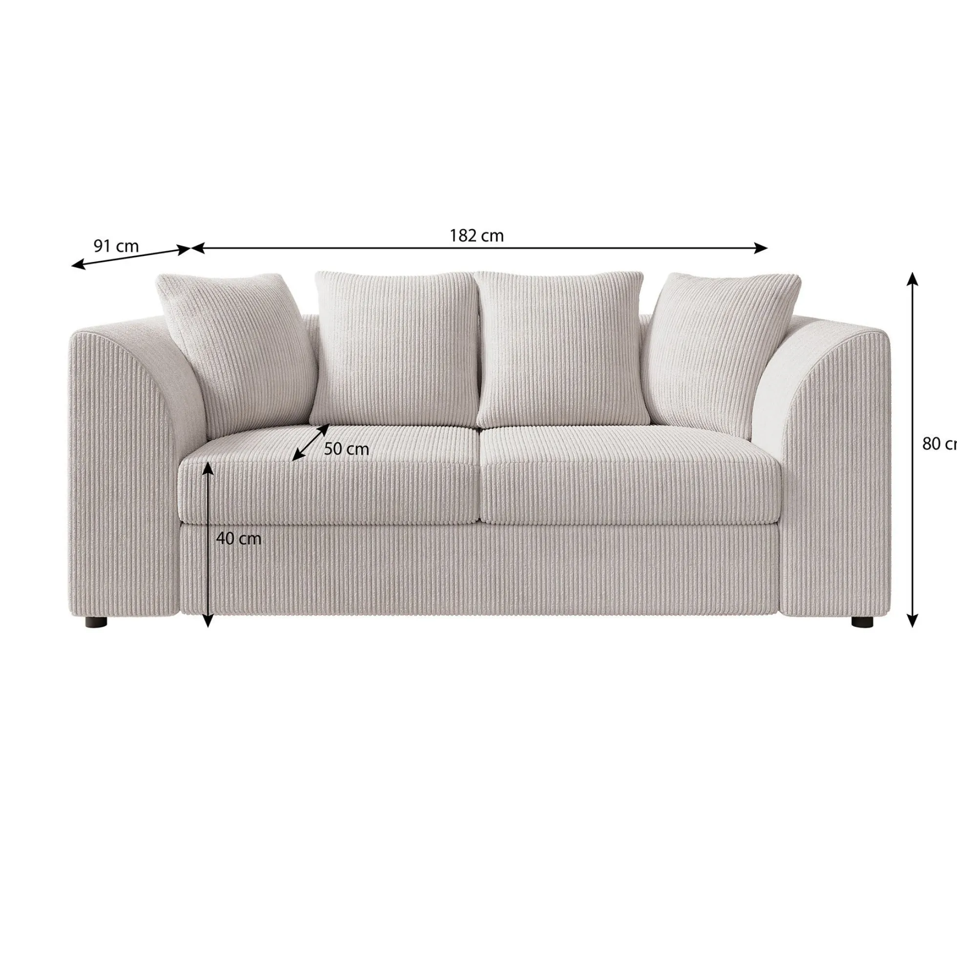 Alfort - 3-zitsbank - Ribstof beige
