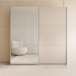 Andros - Kledingkast met schuifdeuren - Beige - 200x58x207 cm