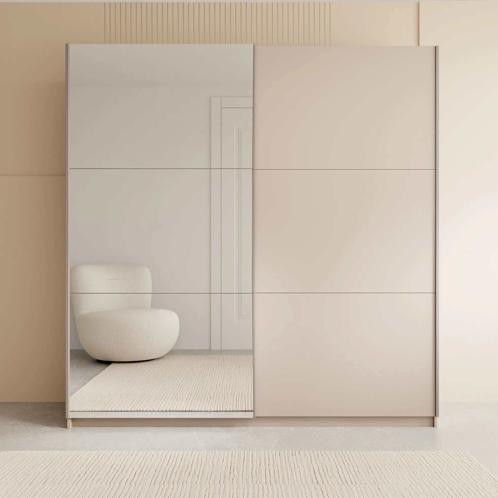 Andros - Kledingkast met schuifdeuren - Beige - 200x58x207 cm