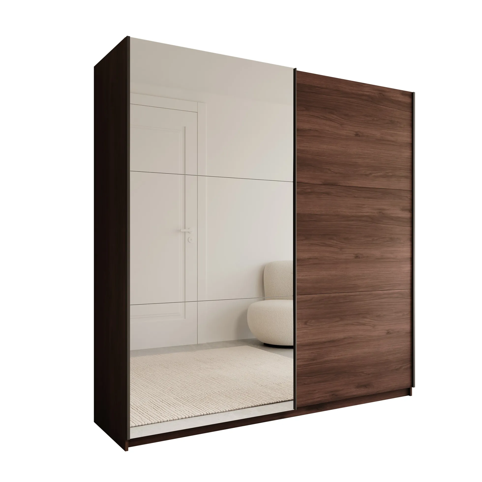 Andros - Kledingkast met schuifdeuren - Donker eiken - 200x58x207 cm