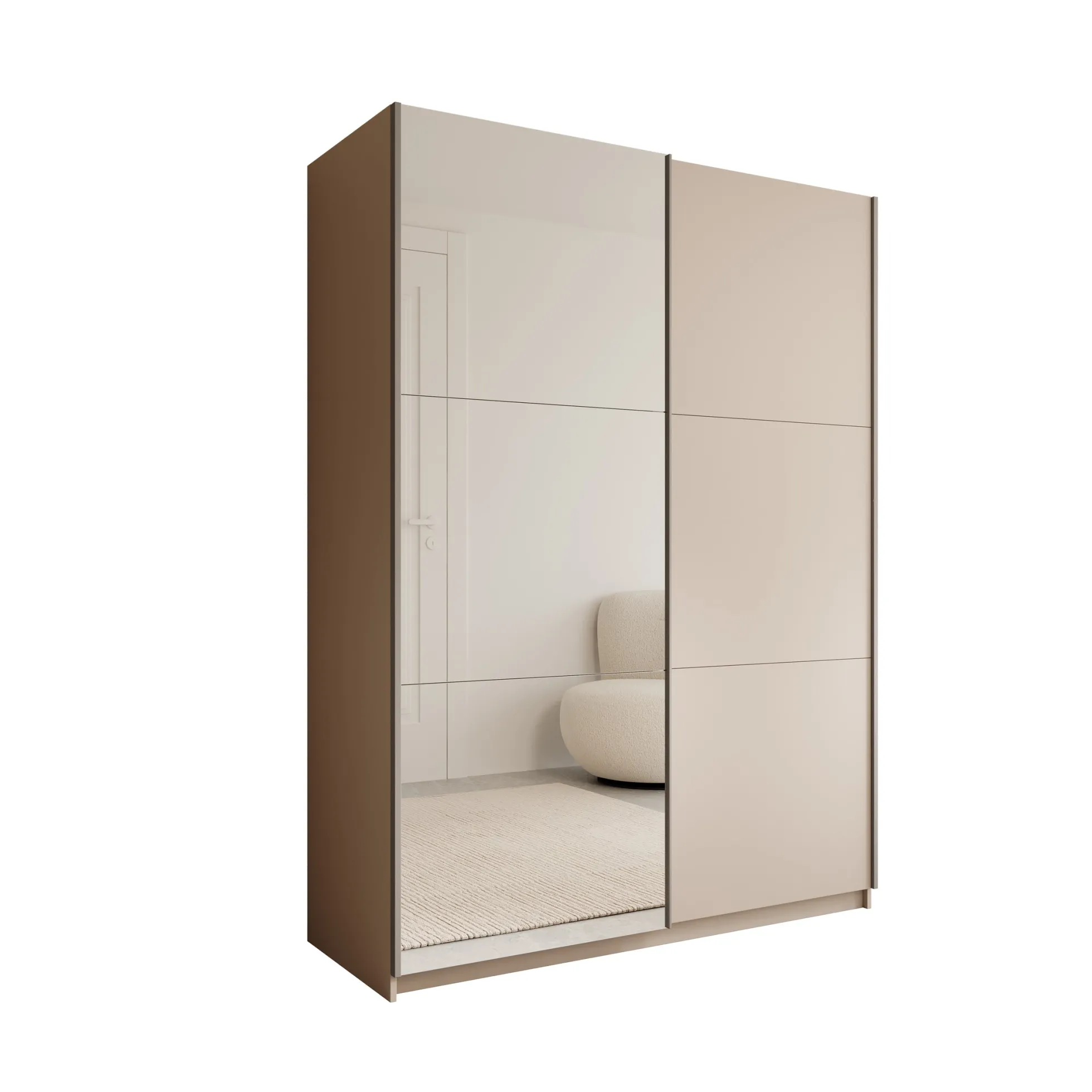 Andros - Kledingkast met schuifdeuren - Beige - 150x58x207 cm