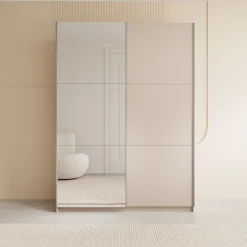 Andros - Kledingkast met schuifdeuren - Beige - 150x58x207 cm