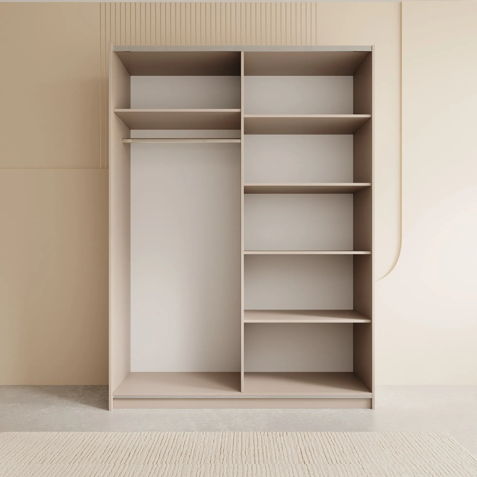 Andros - Kledingkast met schuifdeuren - Beige - 150x58x207 cm