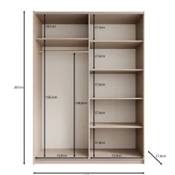 Andros - Kledingkast met schuifdeuren - Beige - 150x58x207 cm