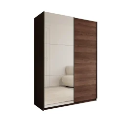Andros - Kledingkast met schuifdeuren - Donker eiken - 150x58x207 cm
