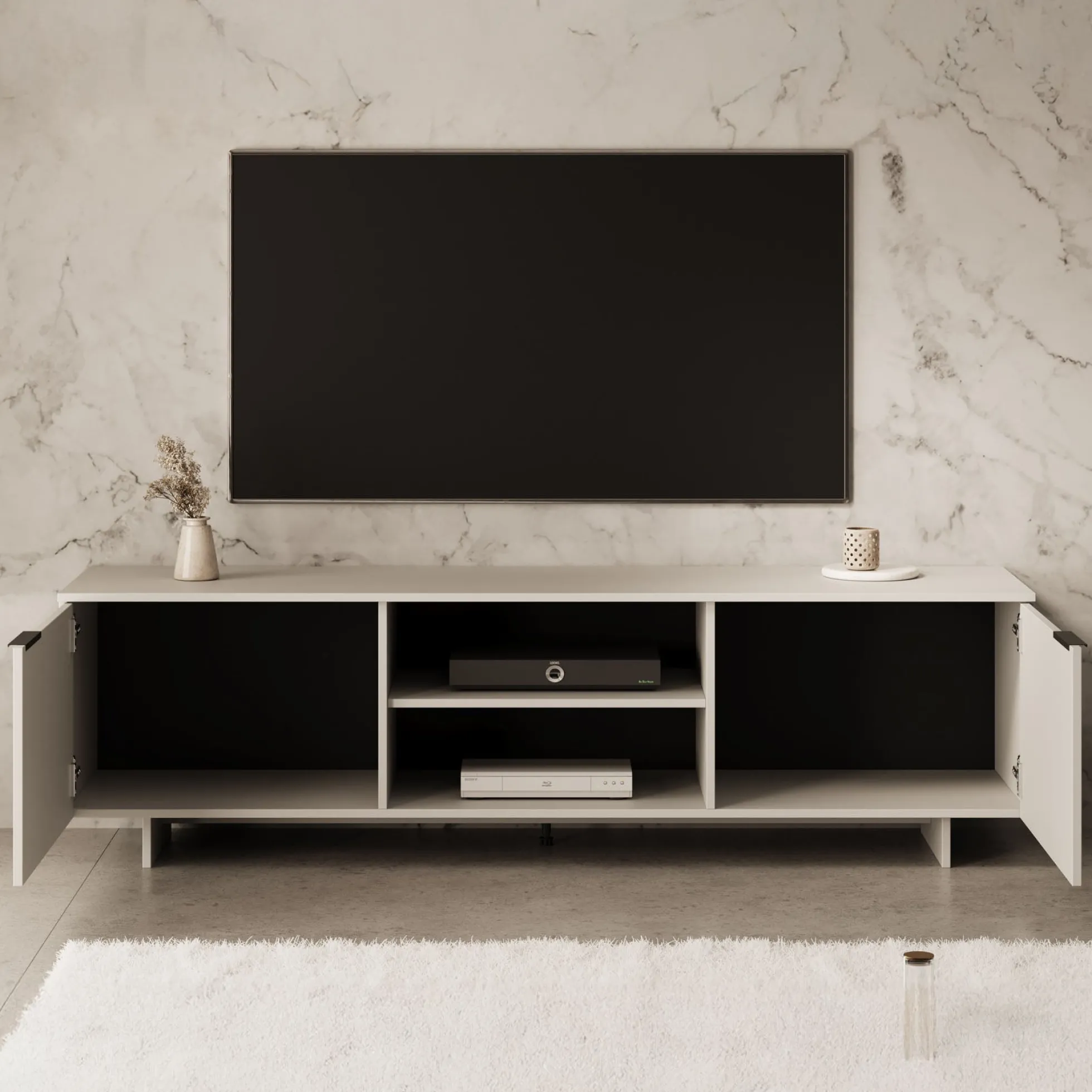Ankara - TV-Meubel met 2 deuren - Beige - 180 cm