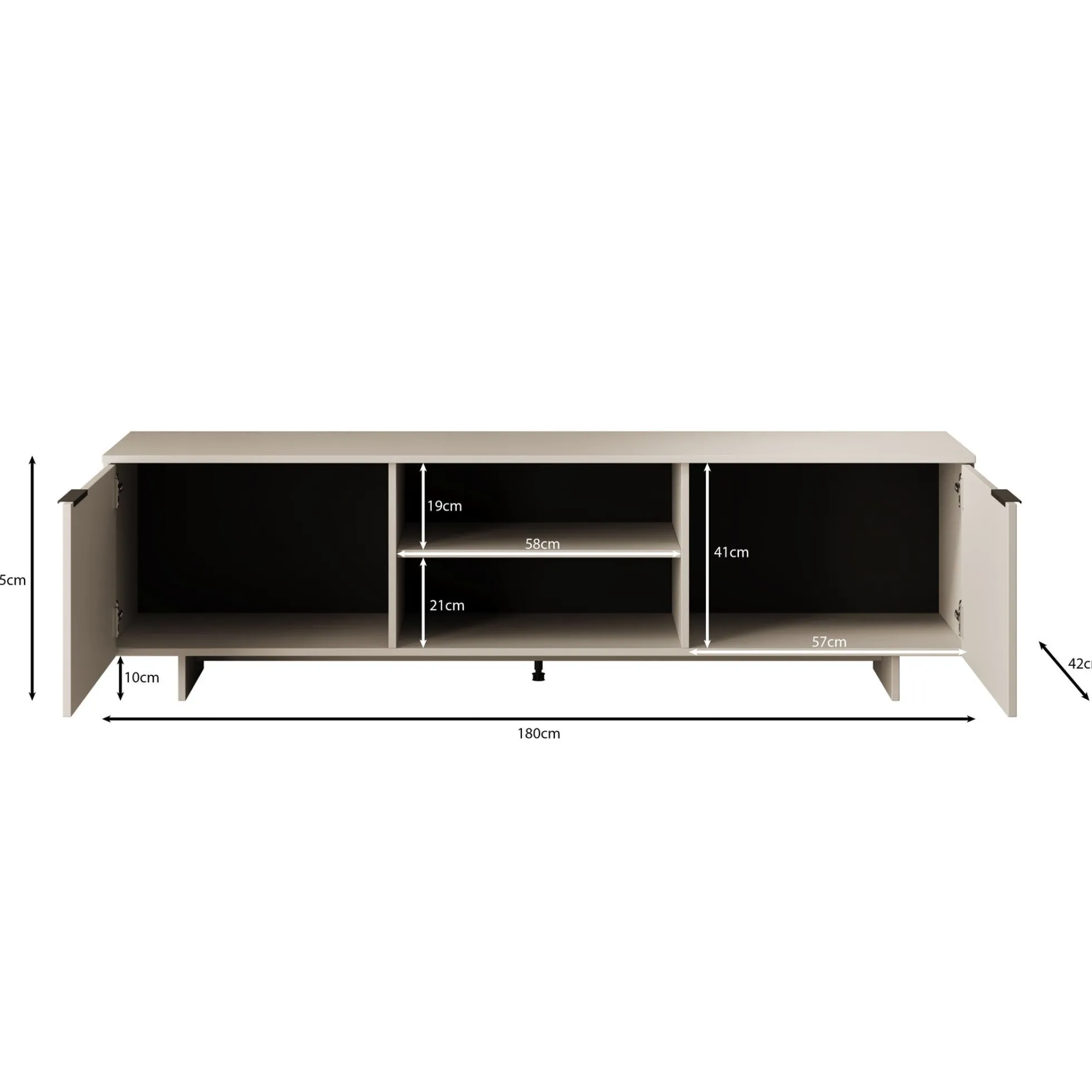 Ankara - TV-Meubel met 2 deuren - Beige - 180 cm
