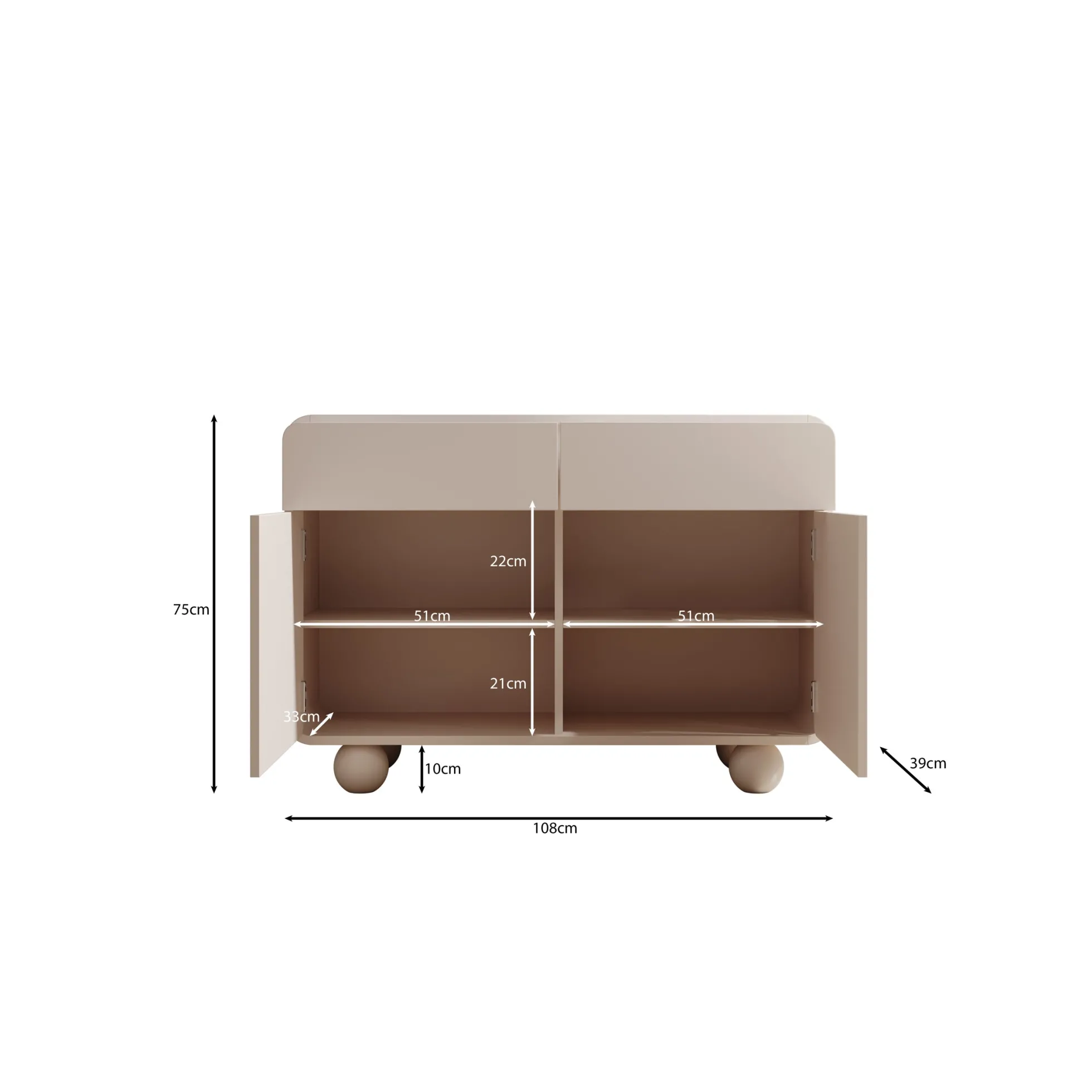 Anobo - Dressoir - Beige - 108x39x75 cm