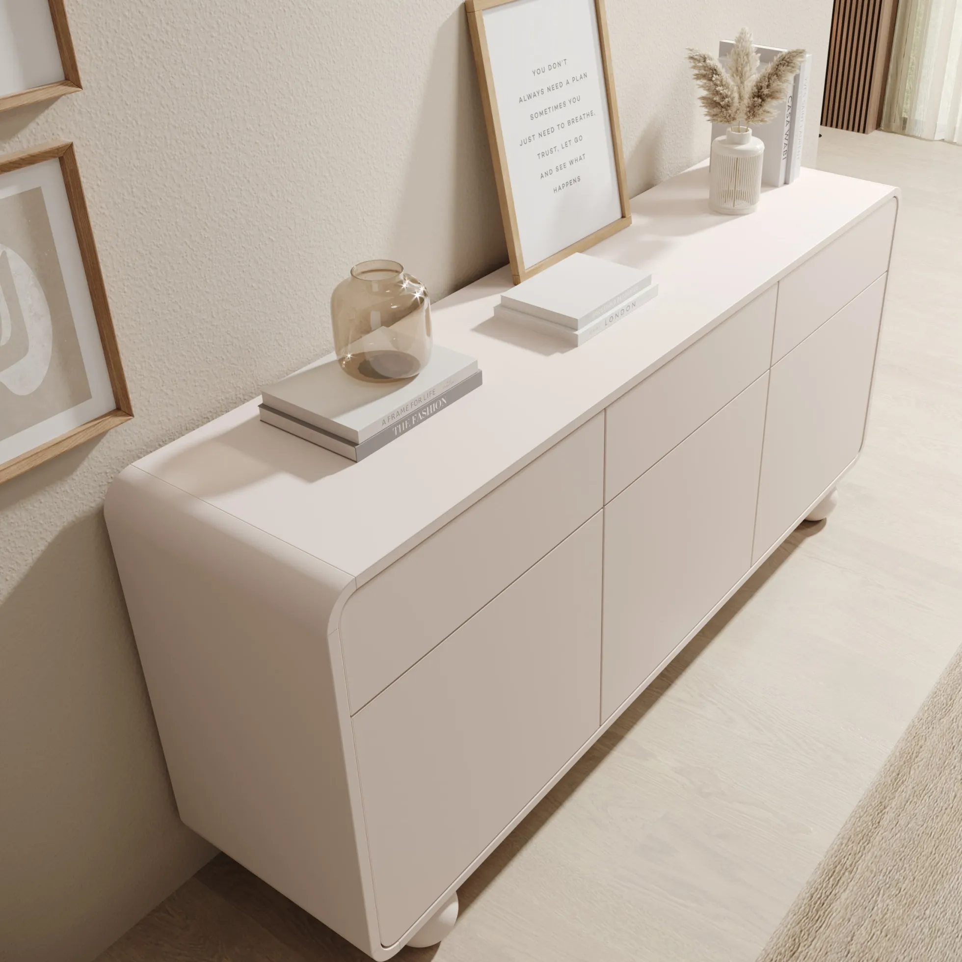 Anobo - Dressoir - Beige - 160x39x75 cm