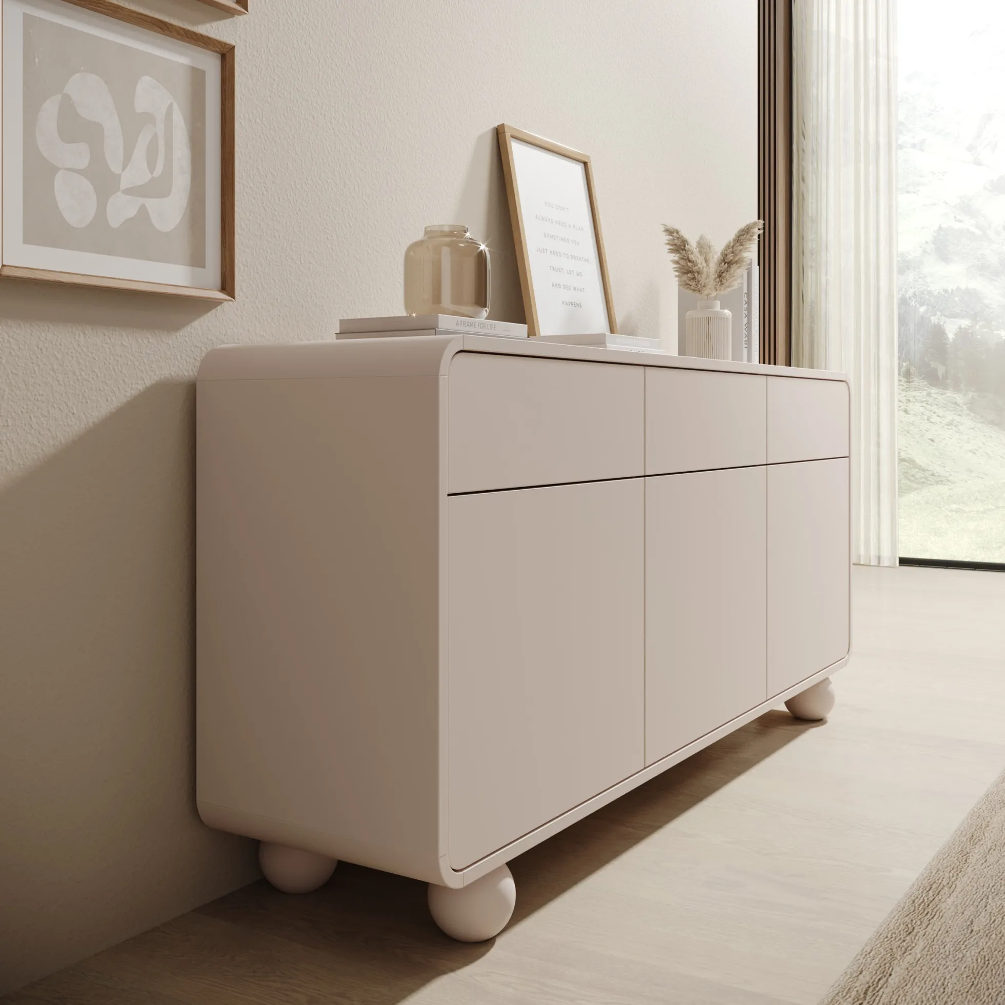 Anobo - Dressoir - Beige - 160x39x75 cm
